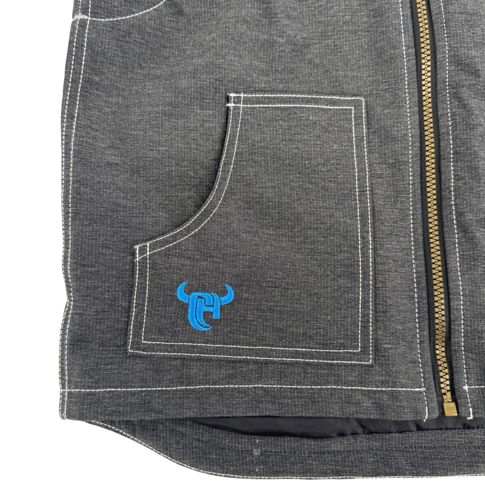 Cowboy Hardware Kids Charcoal Grey Longhorn Skull Barbed Wire Zip Vest L 10/12 - Picture 4 of 11